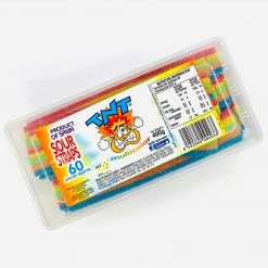 The Original Lolly Store Themed Party Lollies TNT Multicolour Rainbow Sour Straps Tub