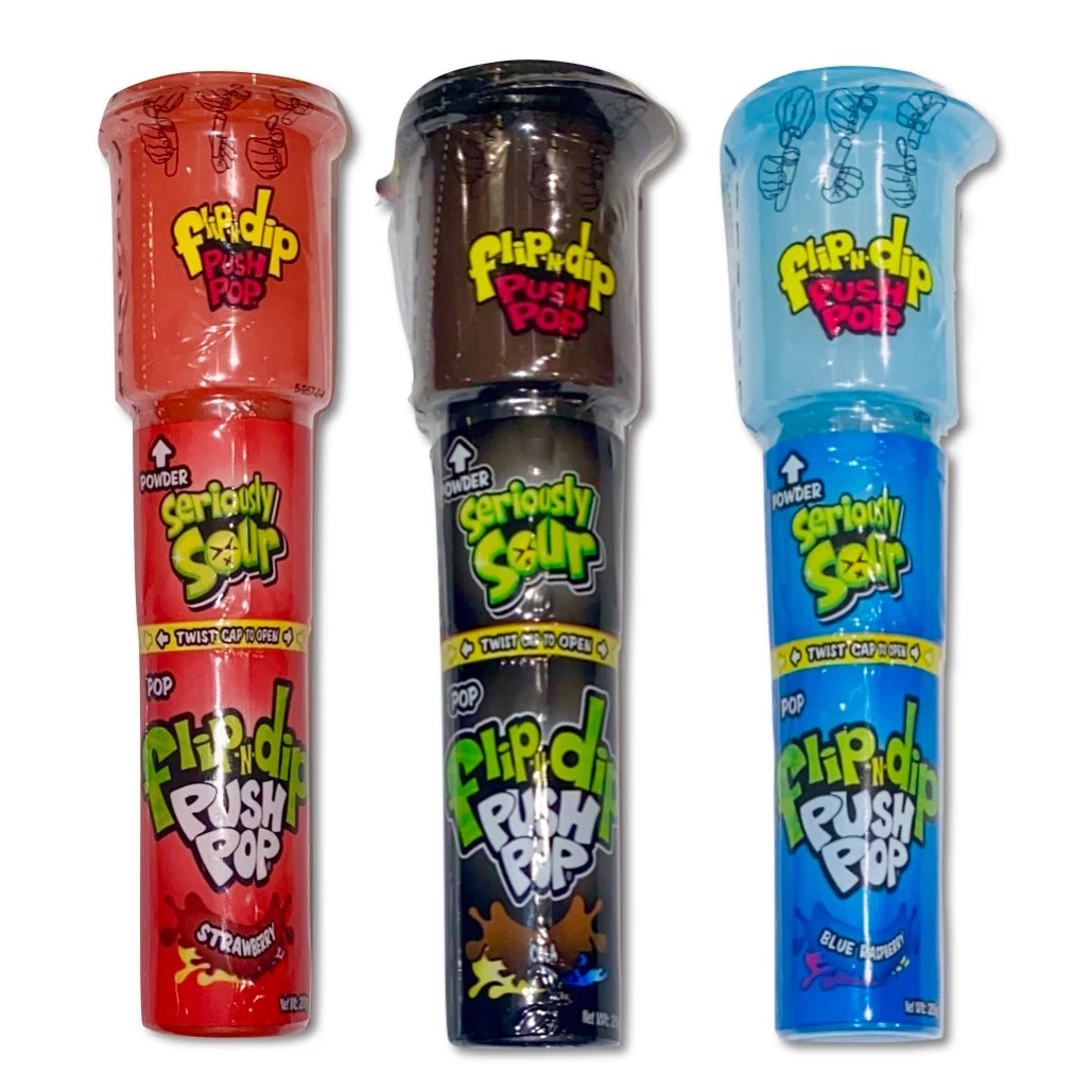 The Original Lolly Store Lollies Flip ‘n’ Dip Seriously Sour Push Pop (Assorted Flavours) 3 The Original Lolly Store Lollies Flip ‘n’ Dip Seriously Sour Push Pop (Assorted Flavours)
