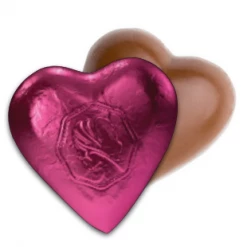 The Original Lolly Store Premium Milk Chocolate Small Hearts - Hot Pink Foil