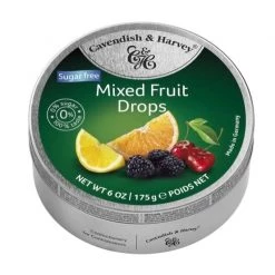 The Original Lolly Store Europe Cavendish & Harvey Mixed Fruit Sugar Free Drops Tin
